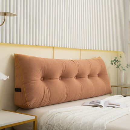 Ergonomic Bed Headboard Pillow – Large Backrest Cushion with Side Pockets, Washable Cover for Reading & Relaxation