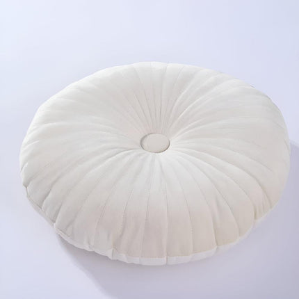 Round Velvet Decorative Cushion – Plush Pleated Throw Pillow in Multiple Trendy Colours