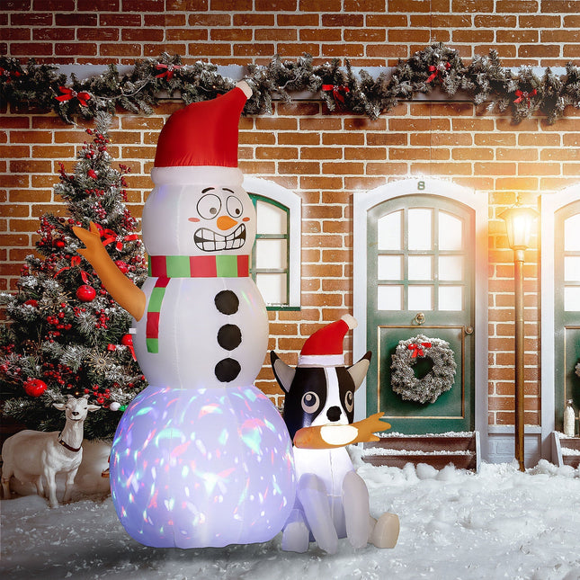 Inflatable Snowman with Dog 74" – Lighted Christmas Yard Decoration with LED Lights & Built-In Fan