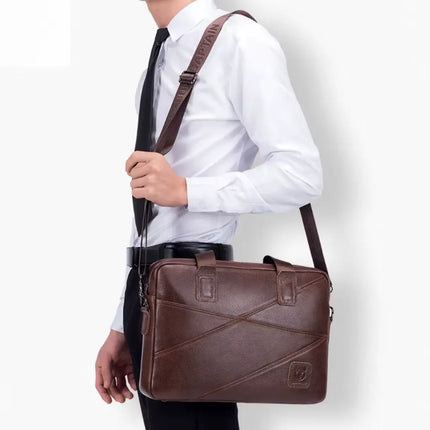 Black Leather Laptop Bag – Stylish & Durable Briefcase for Work & Study