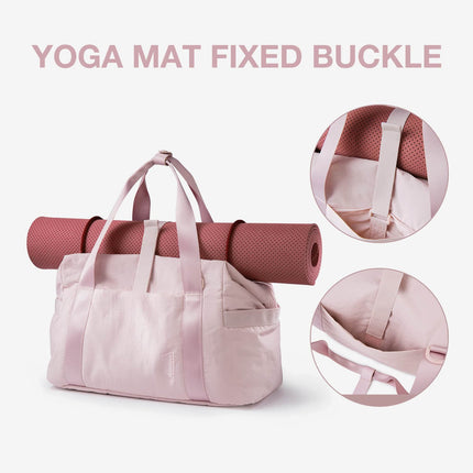 Pink Waterproof Gym & Travel Duffel Bag with Yoga Mat Holder – Shoe Compartment & Anti-Theft Zipper