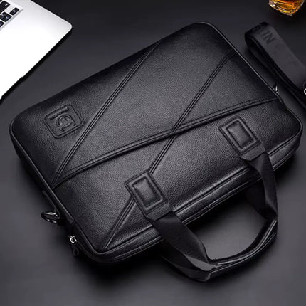 Black Leather Laptop Bag – Stylish & Durable Briefcase for Work & Study