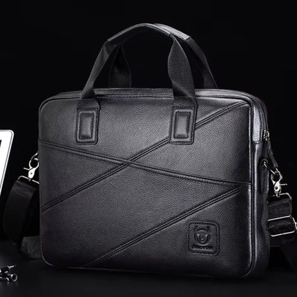 Black Leather Laptop Bag – Stylish & Durable Briefcase for Work & Study