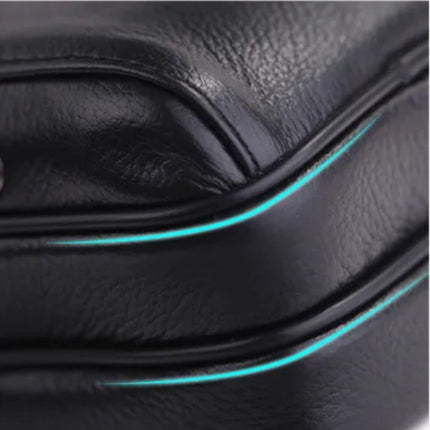 Men’s Premium Leather Waist Bag – Compact Belt Bag with Multiple Zippered Pockets for Everyday Use