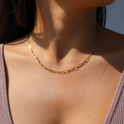 Gold Twisted Rope Chain Necklace – Durable Stainless Steel, Unisex Design, 18"