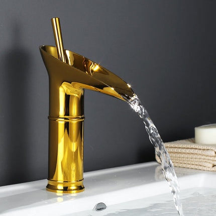 Single-Handle Waterfall Faucet 9.4" x 3.5" – Retro-Modern Bathroom Sink Tap