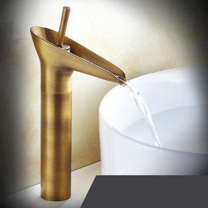 Single-Handle Waterfall Faucet 9.4" x 3.5" – Retro-Modern Bathroom Sink Tap