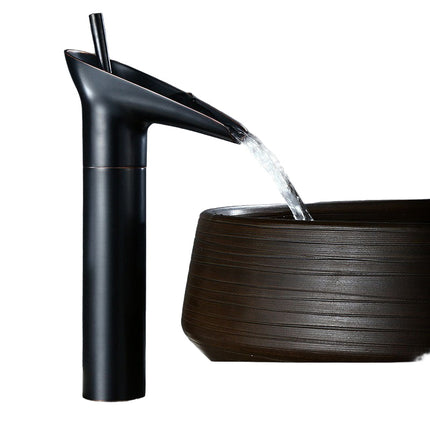 Single-Handle Waterfall Faucet 9.4" x 3.5" – Retro-Modern Bathroom Sink Tap