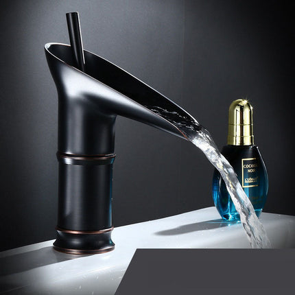 Single-Handle Waterfall Faucet 9.4" x 3.5" – Retro-Modern Bathroom Sink Tap