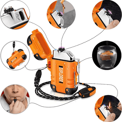 Waterproof Windproof Dual-Arc USB Rechargeable Plasma Lighter – Outdoor Survival Gear