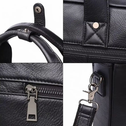 16-Inch Leather Laptop Bag for Men – Premium Business Briefcase with Padded Sleeve and Organizer