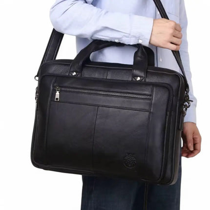 16-Inch Leather Laptop Bag for Men – Premium Business Briefcase with Padded Sleeve and Organizer
