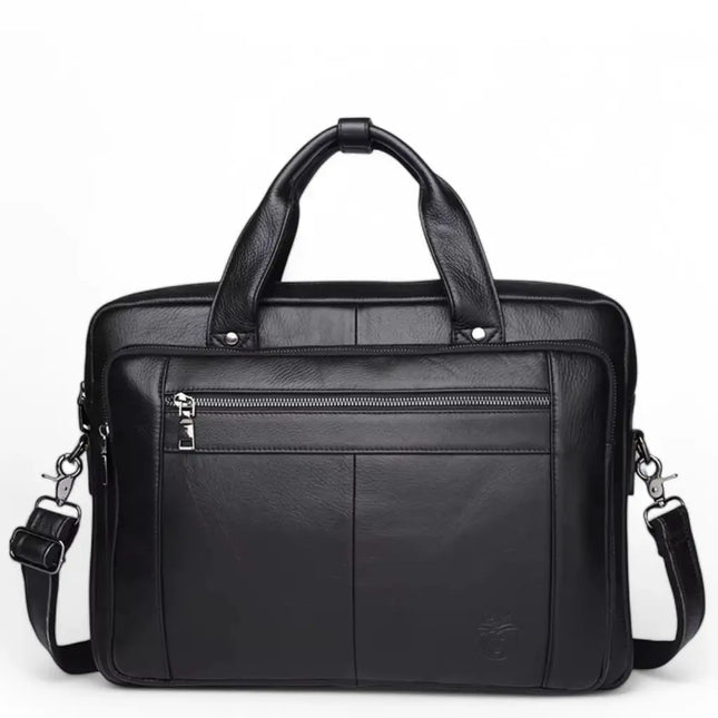 16-Inch Leather Laptop Bag for Men – Premium Business Briefcase with Padded Sleeve and Organizer