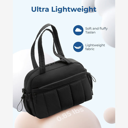 Black Travel Bag for Carry-On – Lightweight & Water-Resistant with Trolley Strap & PVC Pocket