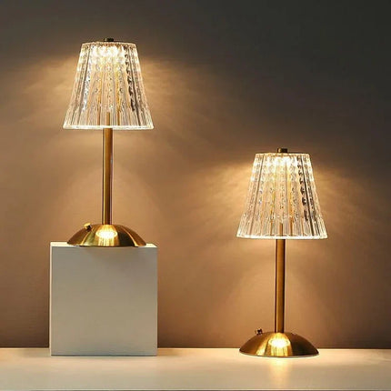 Gold Crystal Table Lamp – Elegant Sparkling Accent Light for Bedroom or Living Room Décor