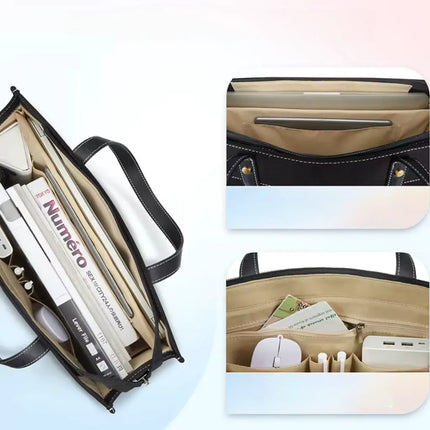 Stylish 15.6" Canvas Laptop Tote Bag for Women – Water-Resistant, Spacious, and Multi-Functional