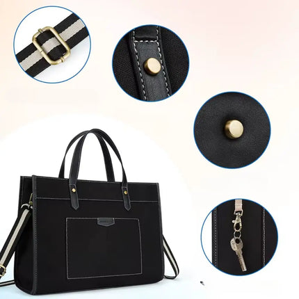 Stylish 15.6" Canvas Laptop Tote Bag for Women – Water-Resistant, Spacious, and Multi-Functional