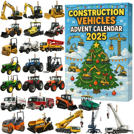 Construction Vehicle Advent Calendar 2025 – 24 Miniature Trucks & Diggers for Kids | Perfect Christmas Gift for Little Builders