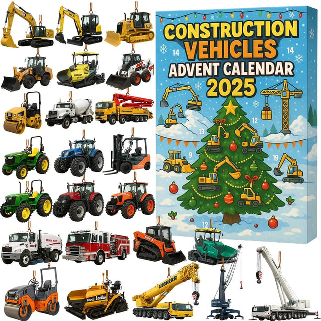 Construction Vehicle Advent Calendar 2025 – 24 Miniature Trucks & Diggers for Kids | Perfect Christmas Gift for Little Builders
