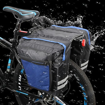 Waterproof 35L Double Bike Pannier Bag – Reflective, Durable & Easy-Mount Rear Rack Saddlebags – Black