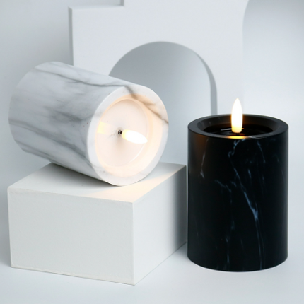 Marbled Glow Flameless LED Candle Set – Realistic Flickering Light & Elegant Marble Design (4", 4.7", 5.9")