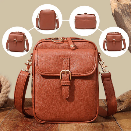 Stylish Small Leather Crossbody Bag for Women – Compact & Practical with Multiple Pockets