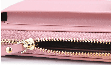 Compact PU Leather Crossbody Bag for Women – Adjustable Strap, Multiple Pockets, Gold Accents