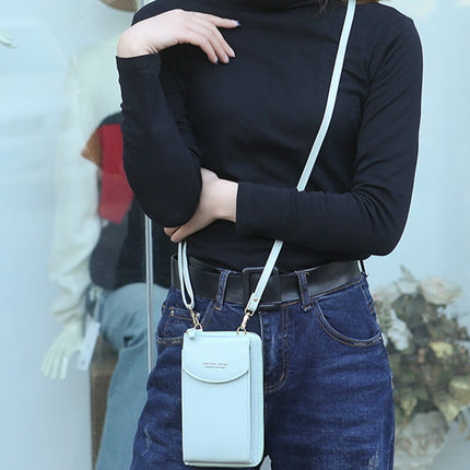 Compact PU Leather Crossbody Bag for Women – Adjustable Strap, Multiple Pockets, Gold Accents