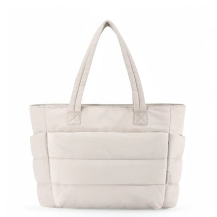 Black Puffer Tote Bag – Lightweight Quilted Tote for Laptop & Daily Use