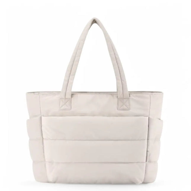 Black Puffer Tote Bag – Lightweight Quilted Tote for Laptop & Daily Use