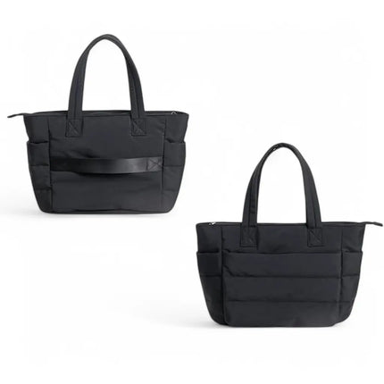 Black Puffer Tote Bag – Lightweight Quilted Tote for Laptop & Daily Use