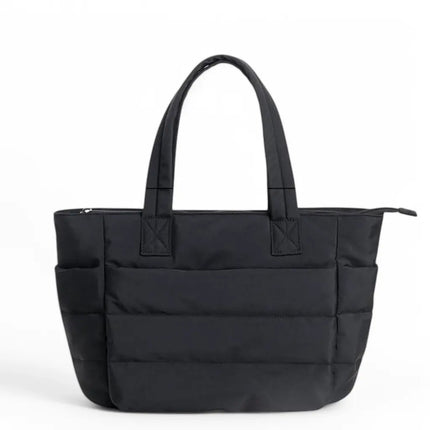 Black Puffer Tote Bag – Lightweight Quilted Tote for Laptop & Daily Use