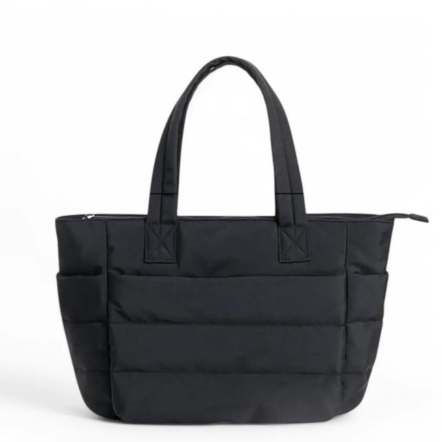 Black Puffer Tote Bag – Lightweight Quilted Tote for Laptop & Daily Use