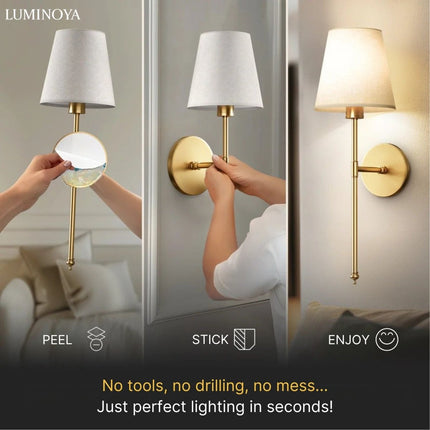 Wireless Peel & Stick Wall Lamp – No Drill, Easy Installation, Modern LED Design