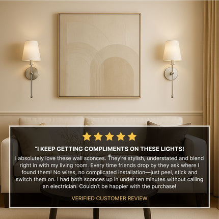 Wireless Peel & Stick Wall Lamp – No Drill, Easy Installation, Modern LED Design