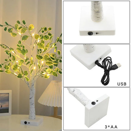 LED Leaf Tree Decor – 4.3″ × 2.4″ Tabletop Lighted Indoor Tree Lamp with Warm White Leaves