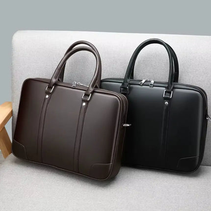 Men's 14-Inch Leather Laptop Bag – Elegant & Professional Briefcase