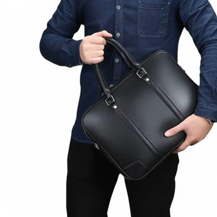 Men's 14-Inch Leather Laptop Bag – Elegant & Professional Briefcase