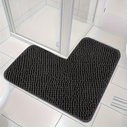 Evelyn L-Shaped Non-Slip Bath Mat 27.5" x 27.5" – Soft Plush Bathroom Rug for Safety & Comfort