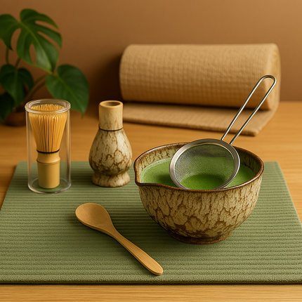 Traditional Japanese Matcha Tea Set – Complete Ceremony Kit with Bamboo Whisk, Bowl, and Accessories