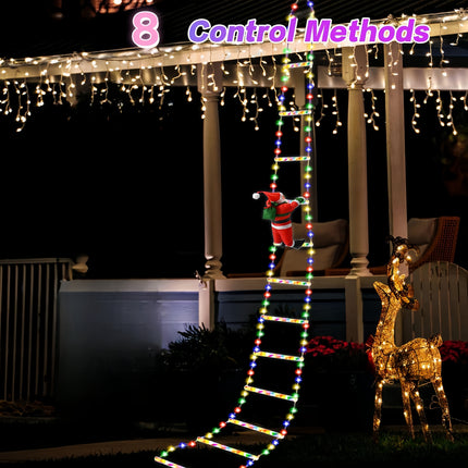 USB Powered Climbing Santa with Ladder Christmas Lights – Multicolor LED Holiday Decoration for Window, Balcony & Yard