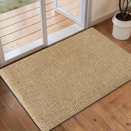 Jute-Look Door Mat – Soft, Absorbent, Non-Slip, Machine Washable – Ideal for Indoor & Outdoor Entryways, Hallways, and Patios