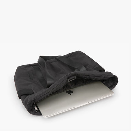 Black Tote Bag with Yoga Mat Holder – Water-Resistant & Laptop Compartment – Perfect for Gym, Work, or Beach