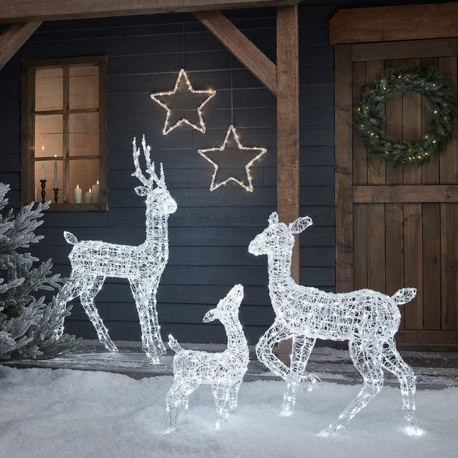 Outdoor LED Reindeer Family Christmas Decoration – 540 Bright White Lights, Weather-Resistant Holiday Display