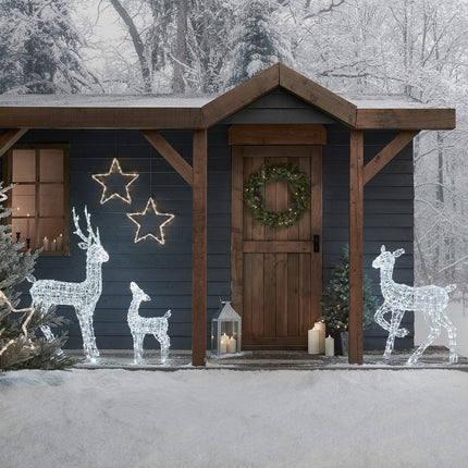 Outdoor LED Reindeer Family Christmas Decoration – 540 Bright White Lights, Weather-Resistant Holiday Display