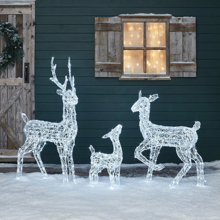 Outdoor LED Reindeer Family Christmas Decoration – 540 Bright White Lights, Weather-Resistant Holiday Display