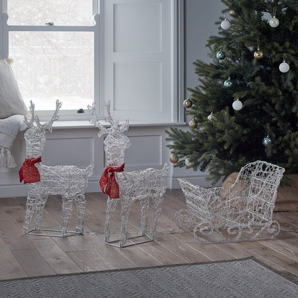 LED Reindeer & Sleigh Holiday Light Decoration – 100 Warm White LEDs, Indoor/Outdoor Christmas Yard Display
