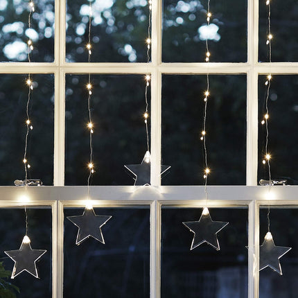 Star-Shaped LED Christmas Window Lights – 258 Warm White LEDs with Timer & 16.4 ft Cord