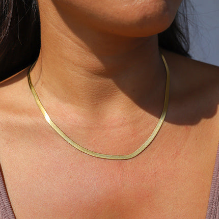 Gold Snake Chain Necklace – 14K Gold Plated, Adjustable Length, Minimalist Jewelry for Women