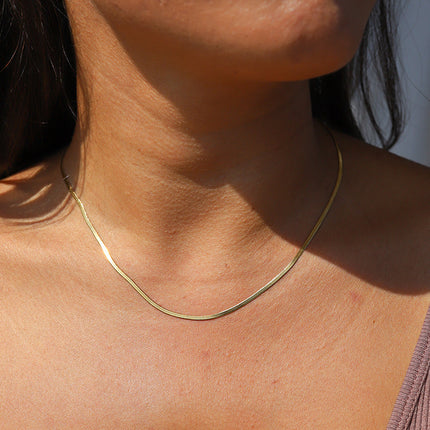 Gold Snake Chain Necklace – 14K Gold Plated, Adjustable Length, Minimalist Jewelry for Women